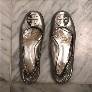 Silver Tory Burch flats